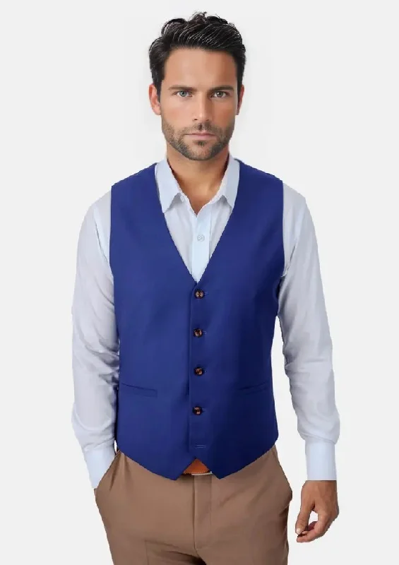 men's puffer vests -Royal Blue Twill Vest