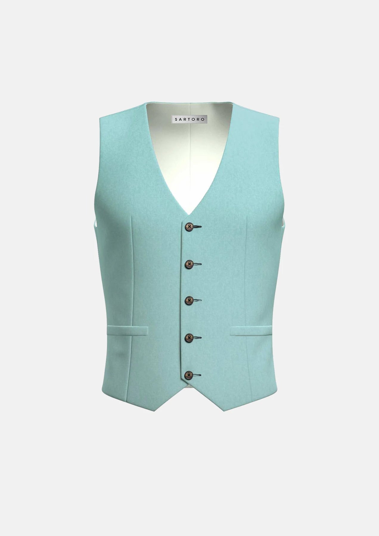 high-quality vests for men -Light Teal Linen Blend Vest