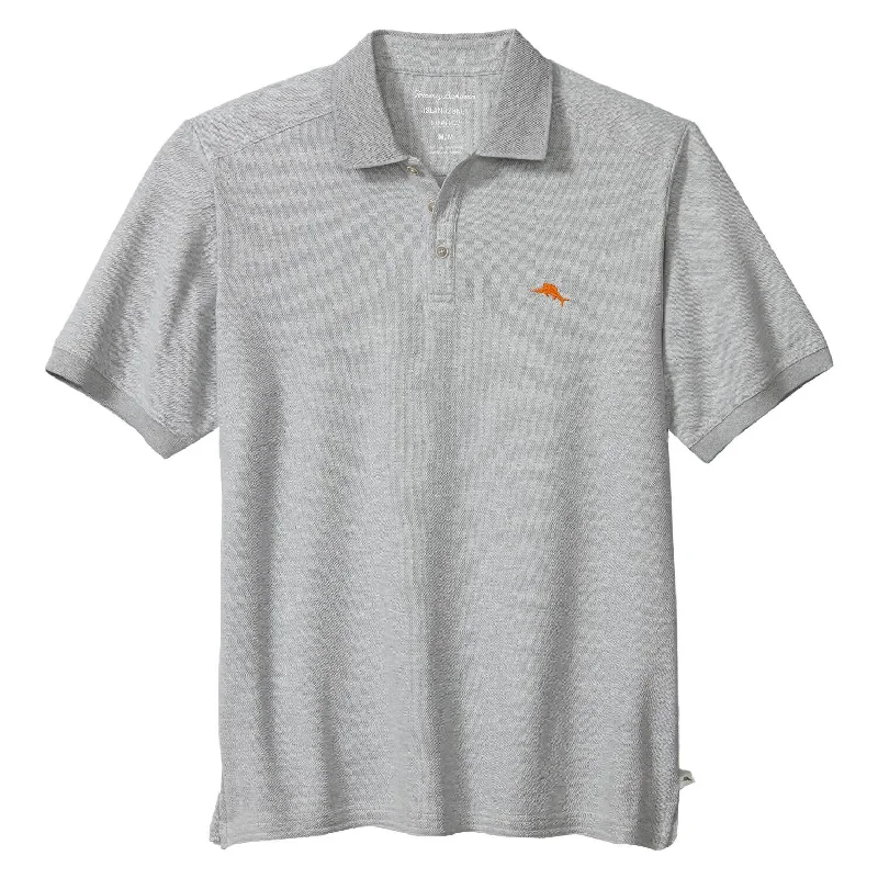 men's athletic pique polo shirts -Tommy Bahama IslandZone Emfielder 2.0 Polo Shirt - Storm Gray Heather