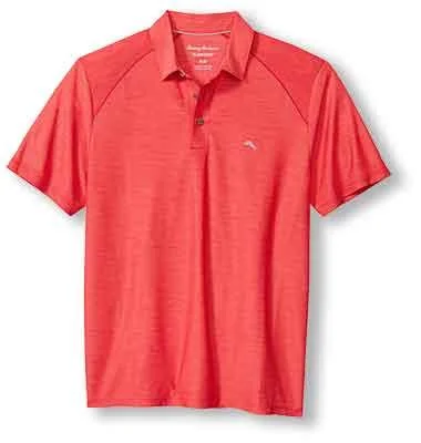 men's embroidered polo shirts -Tommy Bahama IslandZone Palm Coast Pro Polo Shirt - Paramour Red