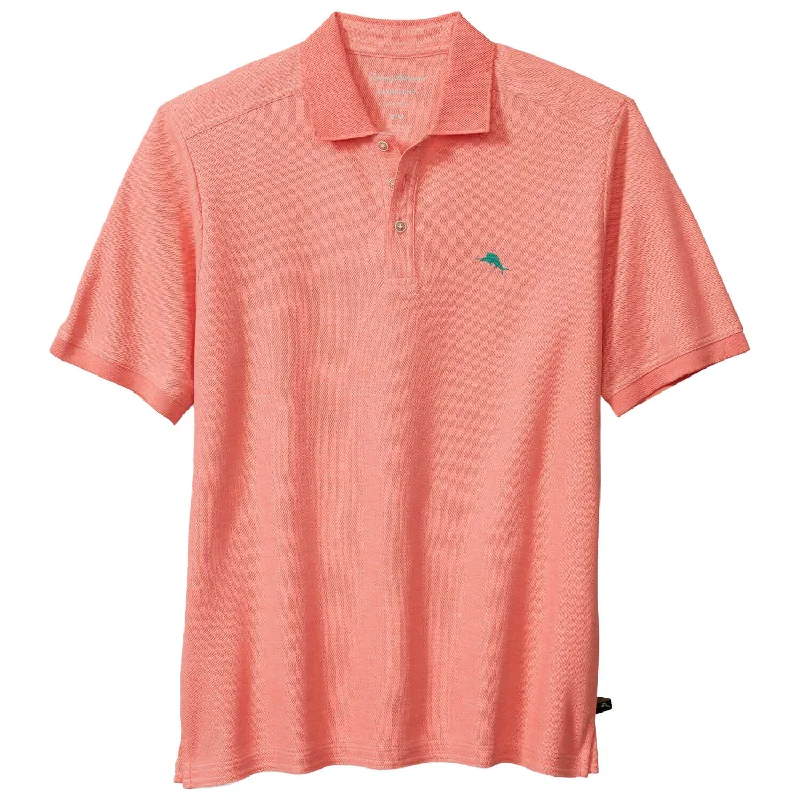 men's long-sleeve polo shirts -Tommy Bahama IslandZone Emfielder 2.0 Polo Shirt - Red Ginger Heather