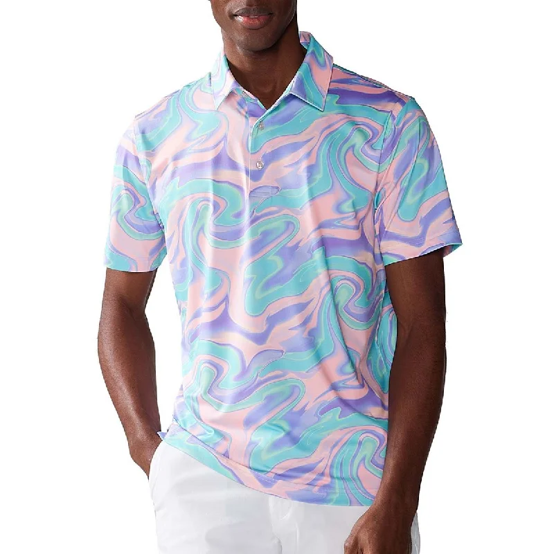 soft-touch polo shirts for men -Chubbies The Iridescent Abyss Performance Polo Shirt - Light/Pastel Pink