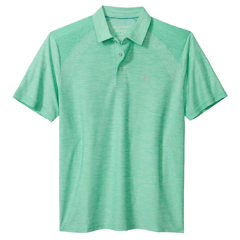 lightweight polo shirts for men -Tommy Bahama IslandZone Palm Coast Pro Polo Shirt - Mint Tourmaline