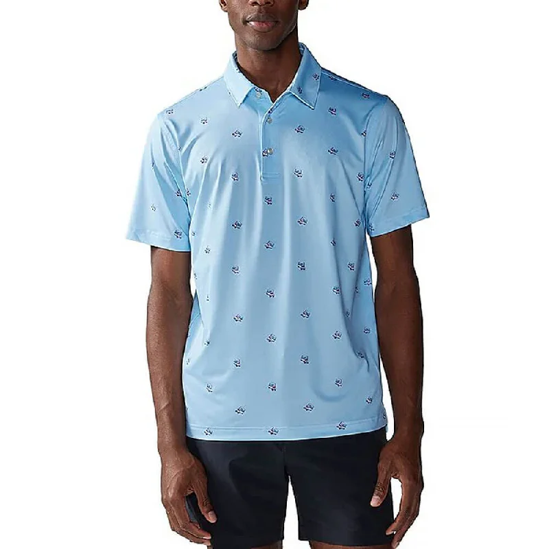 men's striped polo shirts -Chubbies The Kiss My Putt Performance Polo Shirt - Light/Pastel Blue