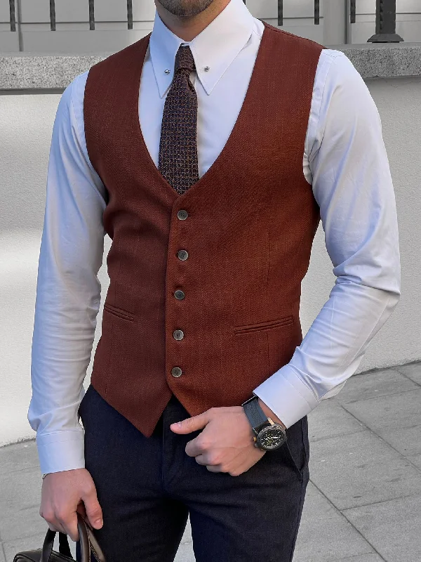 men's sporty vests -Louis Slim Fit Woolen Tile Vest