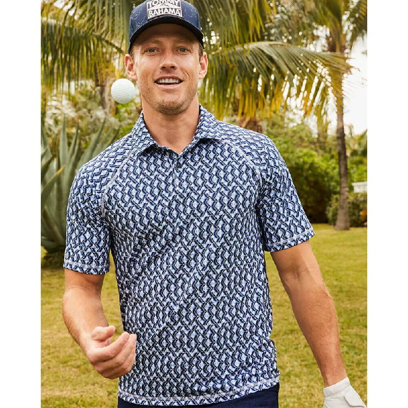 men's casual fit polo shirts -Tommy Bahama Fresco Geo Polo Shirt - Deep Space