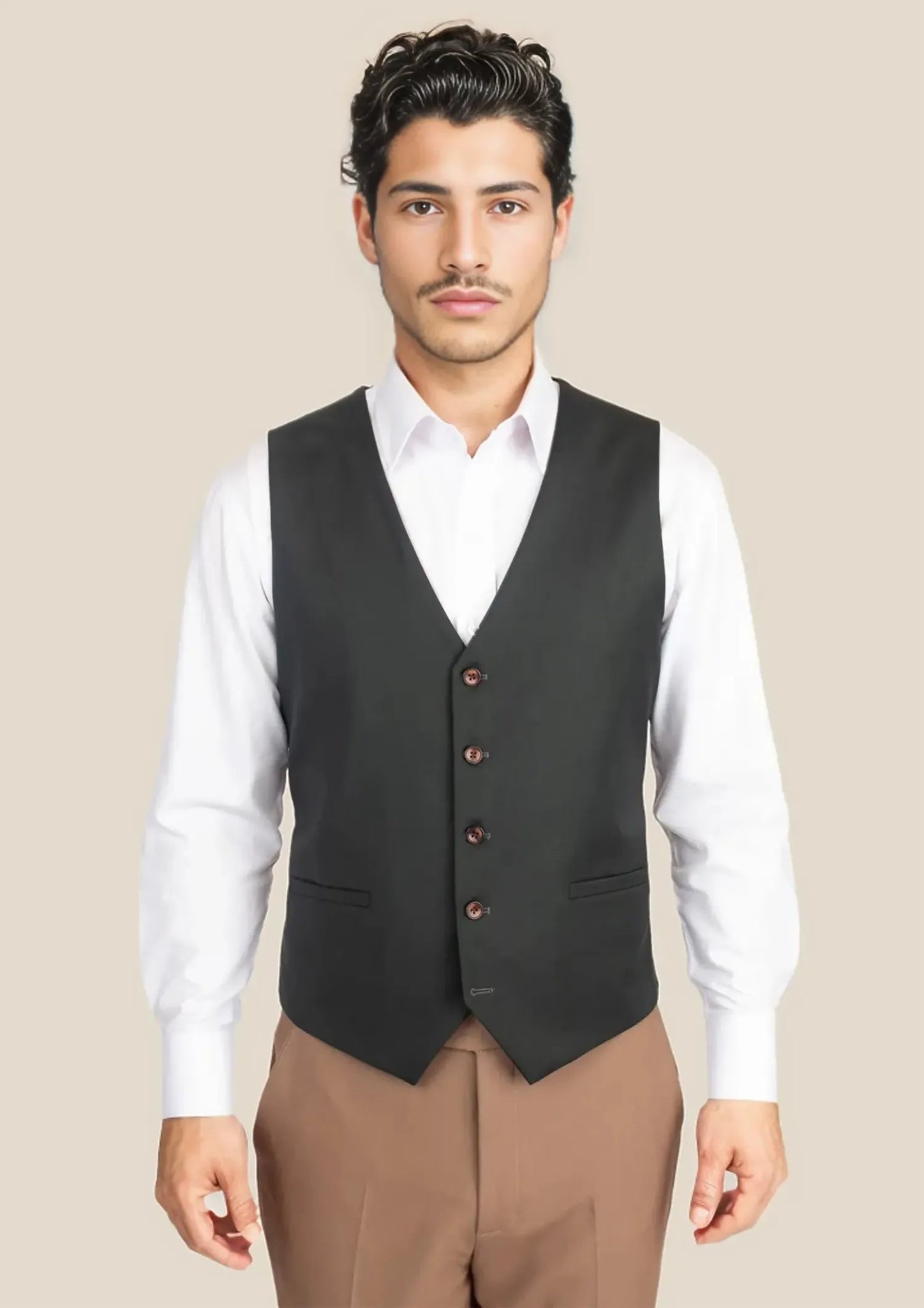 men's waistcoats for layering -Dark Green Twill Vest