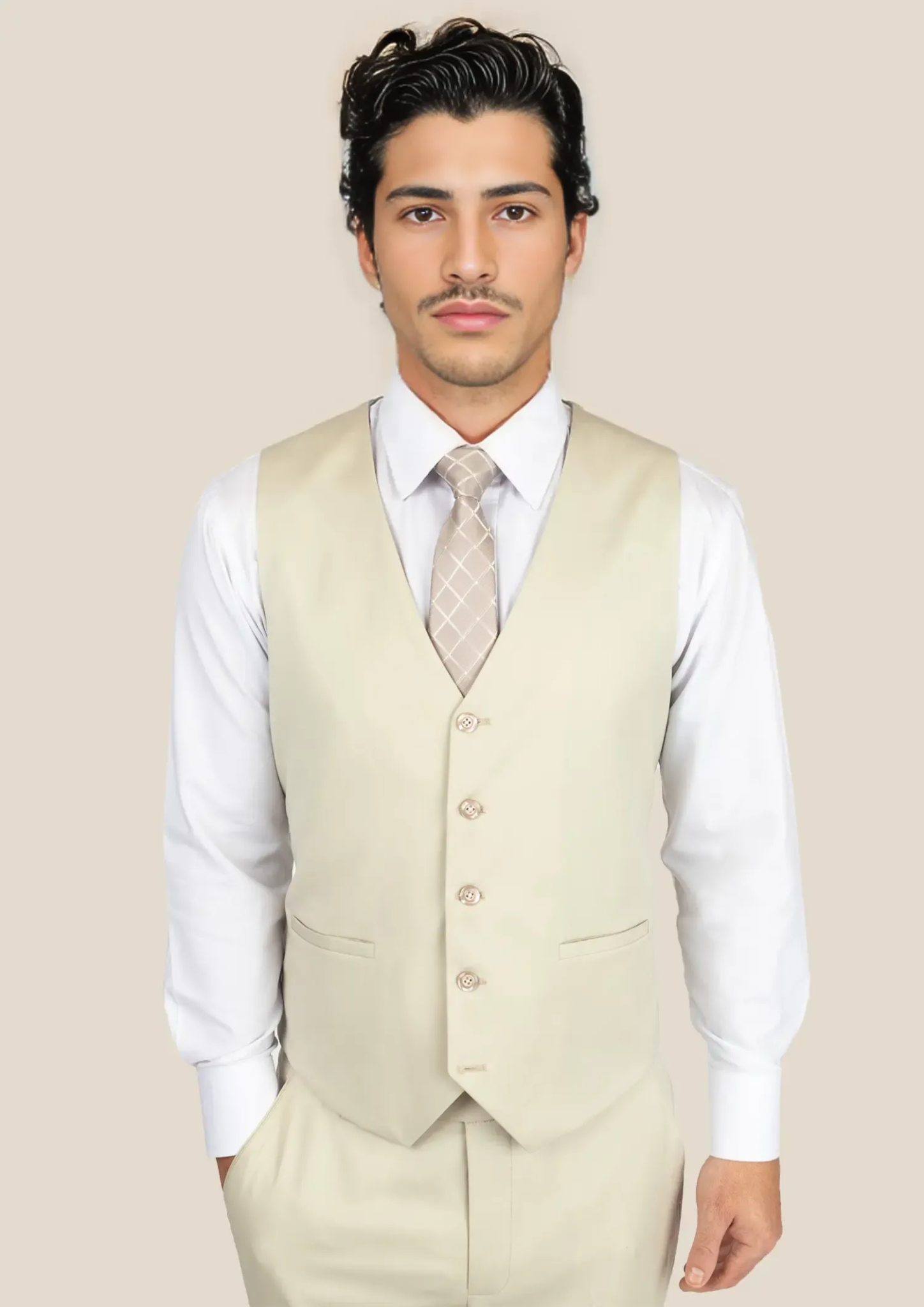 men's stylish waistcoats for suits -Siena Ivory Twill Vest