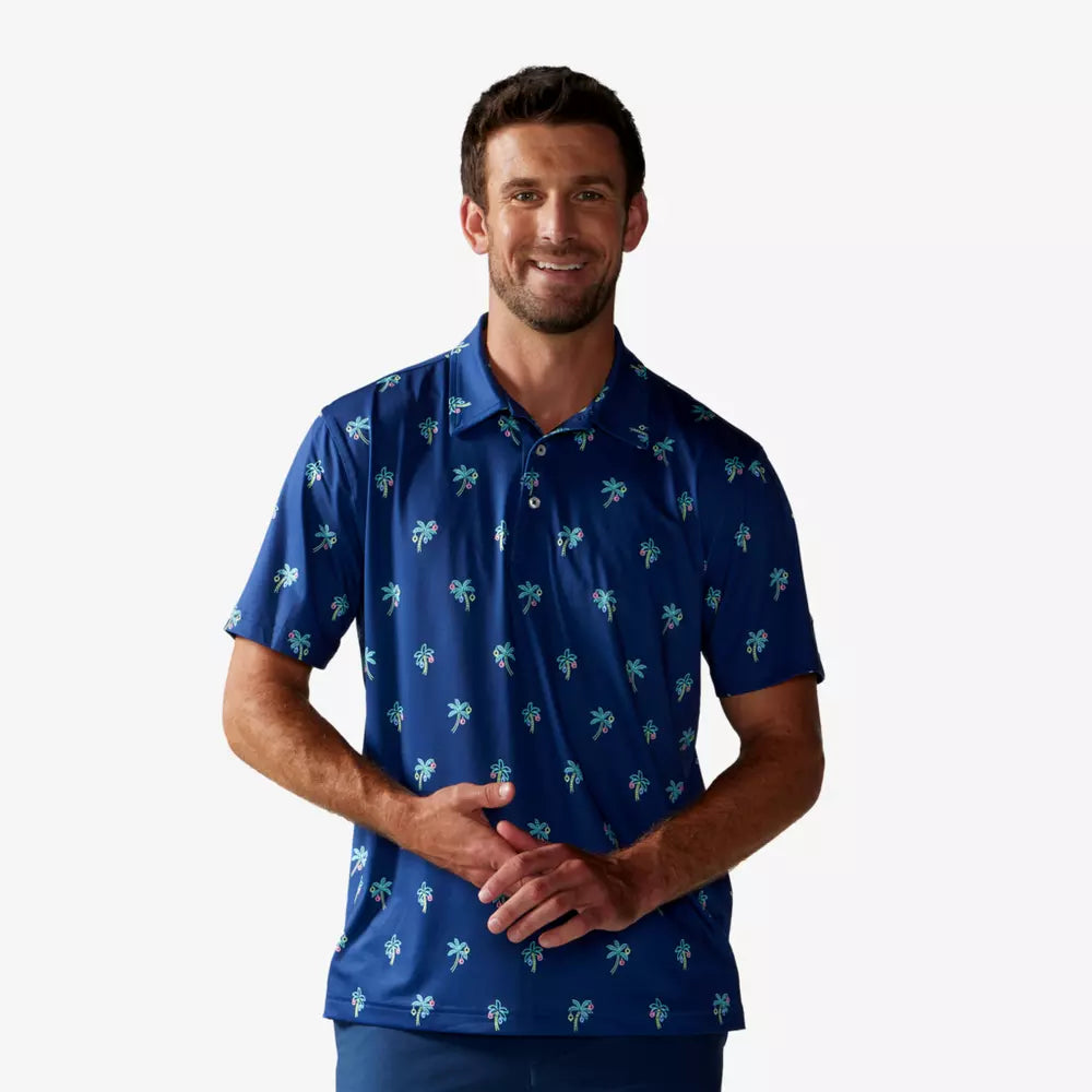 men's simple polo shirts -Chubbies The Palm Springle Jingle Performance Polo Shirt - Navy