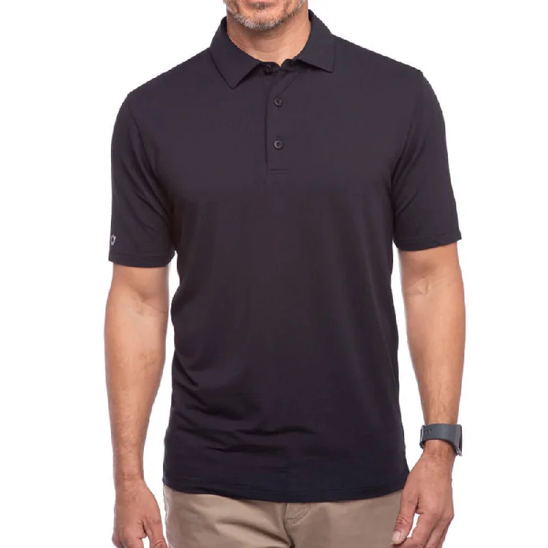 breathable long sleeve polo shirts -IBKUL Mens Polo Shirt - Black