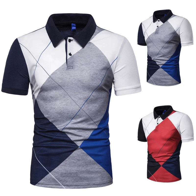 men's luxury cotton polo shirts -Printed Short-Sleeved Lapel T-Shirt POLO Shirt