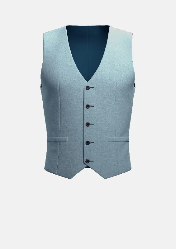 men's padded vests -Ice Blue Twill Vest - Emerson Party