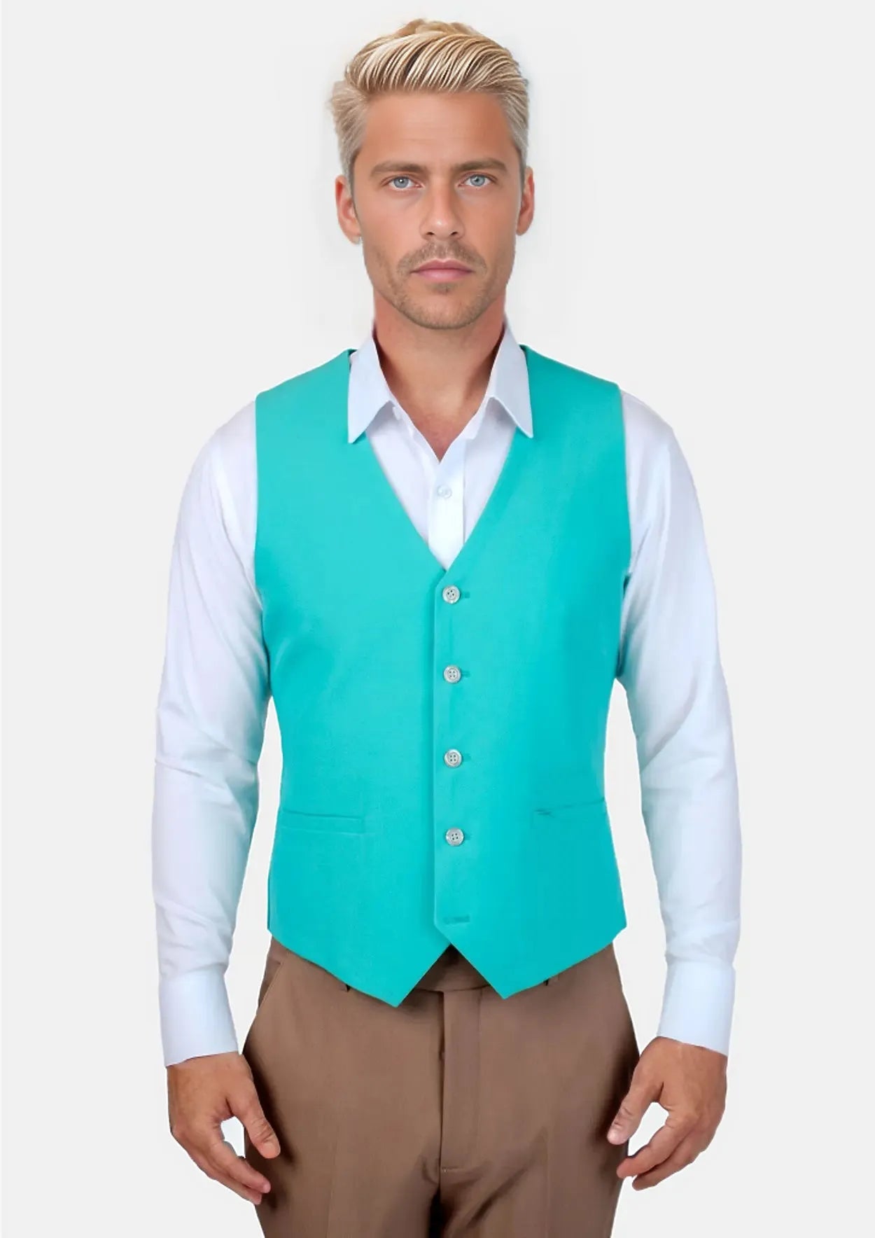 men's vest jackets -Aqua Blue Vest