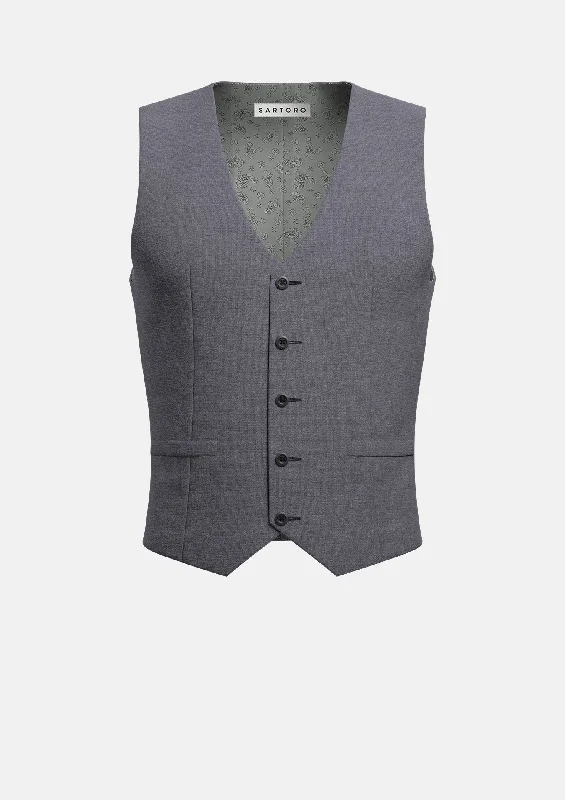 designer vests for men -Grey Charcoal Crosshatch Vest