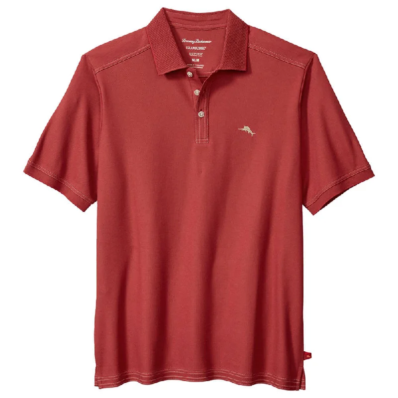 polo shirts for men with collars -Tommy Bahama IslandZone Emfielder 2.0 Polo Shirt - Deep Havana