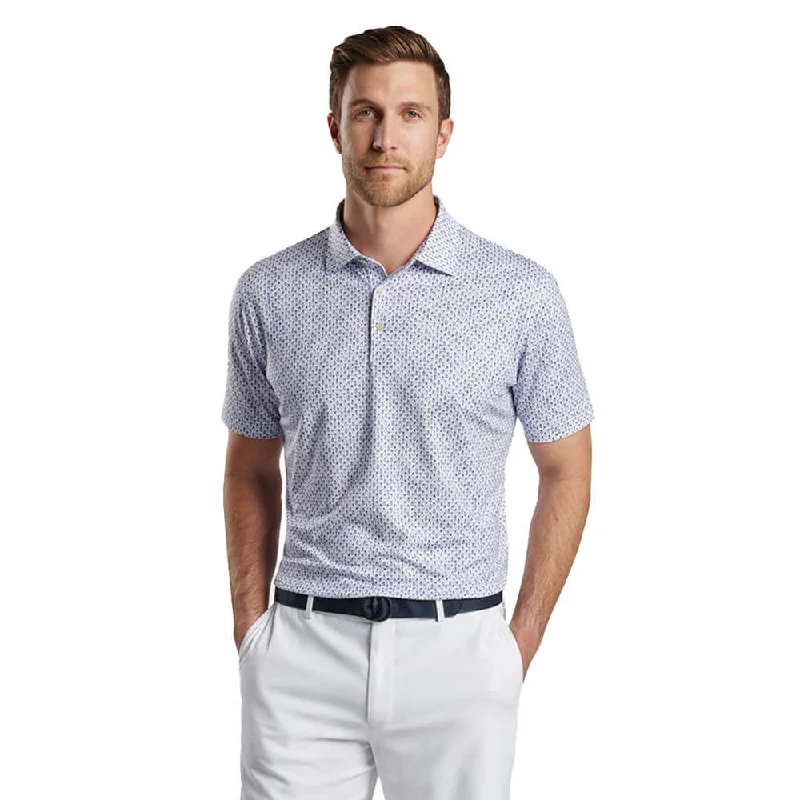 stylish striped polo shirts for men -Peter Millar Pina Skullada Performance Jersey Polo Shirt - White/Sport Navy