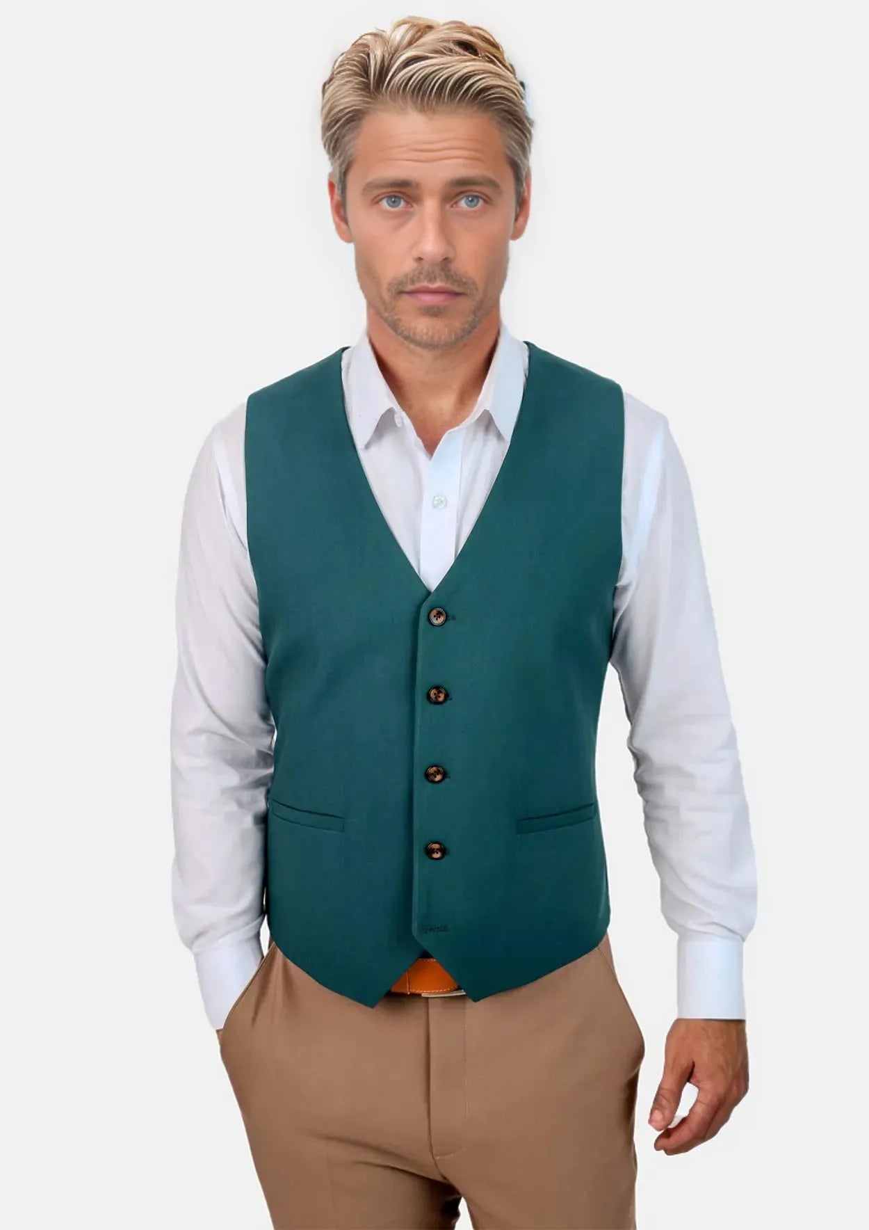 stylish wool waistcoats for men -Diamantia Teal Vest