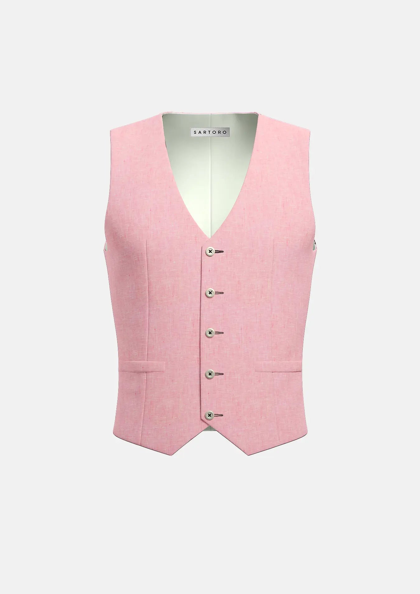 quilted vests for men -Salmon Linen Vest