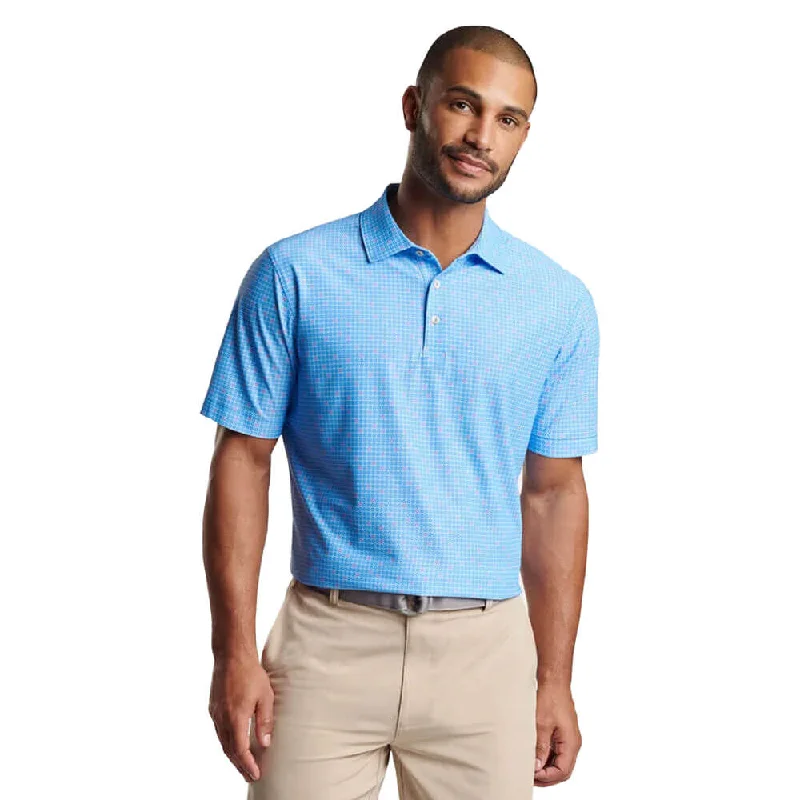 stylish printed polo shirts for men -Peter Millar Spokes Performance Mesh Polo Shirt - Liberty Blue