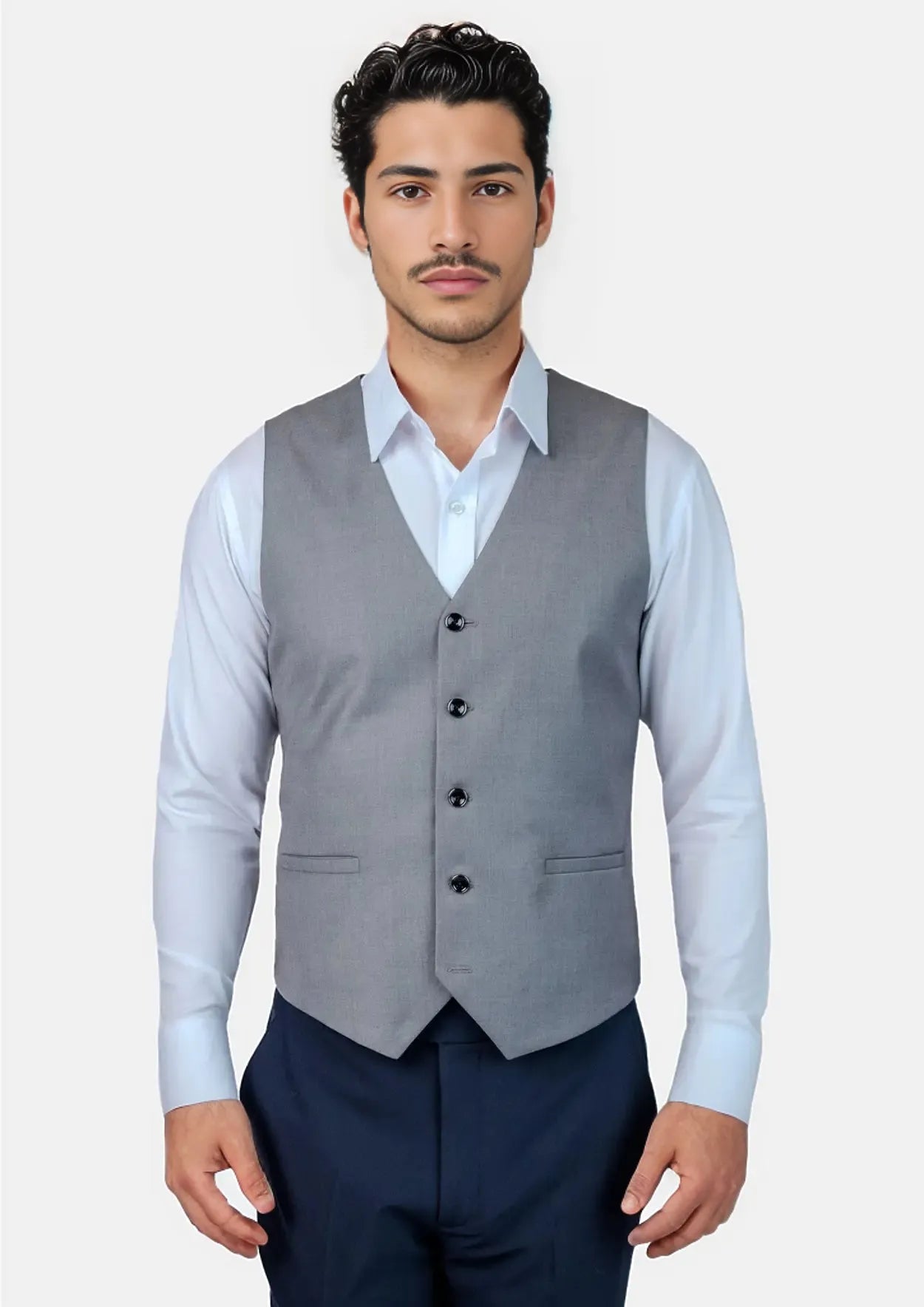 versatile vests for men -Oslo Grey Twill Vest