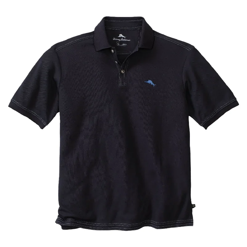 luxury embroidered polo shirts -Tommy Bahama IslandZone Big & Tall Emfielder 2.0 Polo Shirt - Black