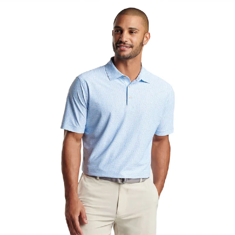 men's pique polo shirts with logos -Peter Millar Grill And Chill Performance Mesh Polo Shirt - White