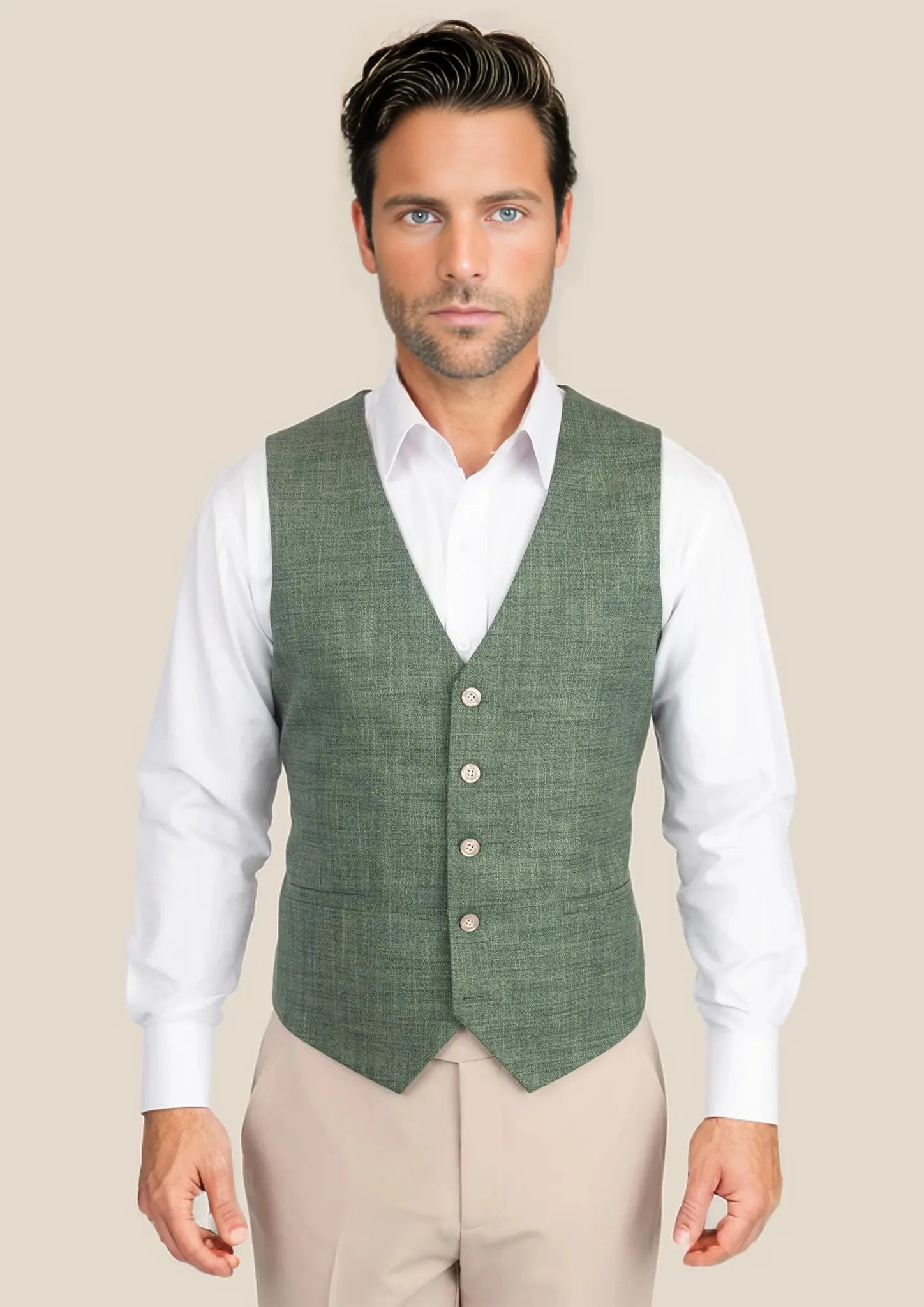 men's cotton vests -Aspen Green Hopsack Vest