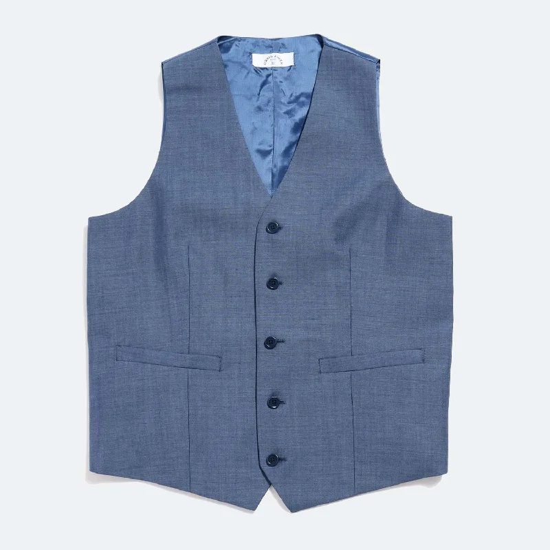 cotton waistcoats for men -The Georgie Slate Blue Vest