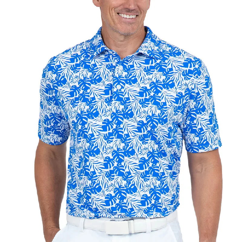 men's polo shirts for summer -IBKUL Mens Tropical Polo Shirt - White/Royal