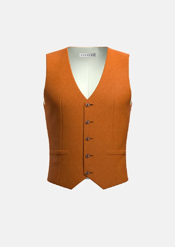 men's trendy waistcoats -Burnt Orange Linen Vest