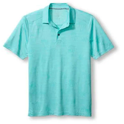 men's polo shirts with side vents -Tommy Bahama Islandzone Palm Coast Palmera Polo Shirt - Clear Lake