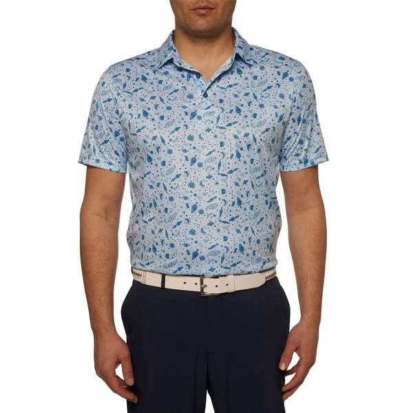 fitted polo shirts for outdoor sports -Robert Graham Asteroid Performance Classic Fit Polo Shirt - Seafoam