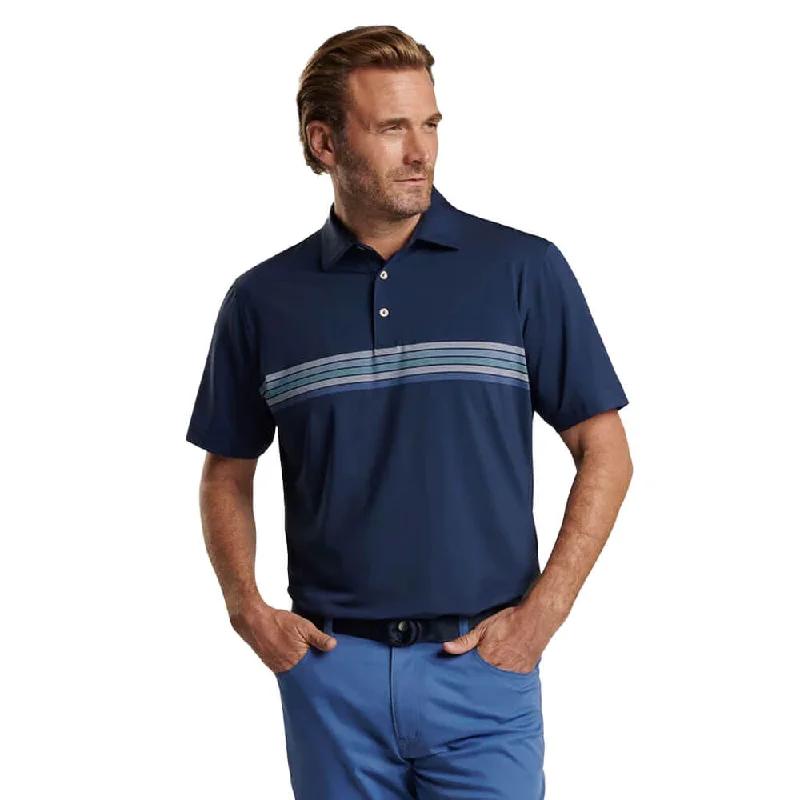 men's breathable short sleeve polo shirts -Peter Millar Men's Archer Performance Jersey Polo Shirt - Navy