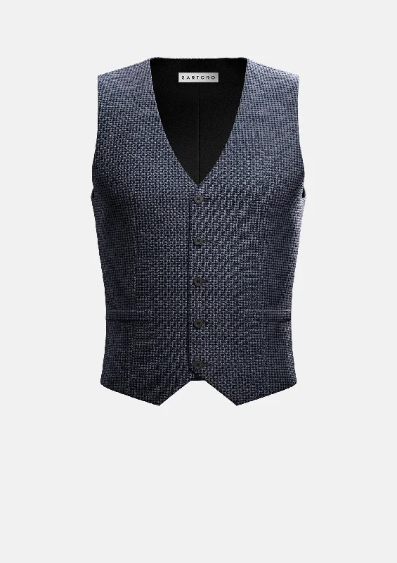 casual vests for men -Grey Microcheck Vest