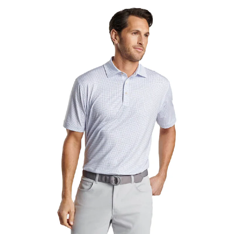 men's performance long sleeve polo shirts -Peter Millar Daybreak Performance Jersey Polo Shirt - White/Astral Blue