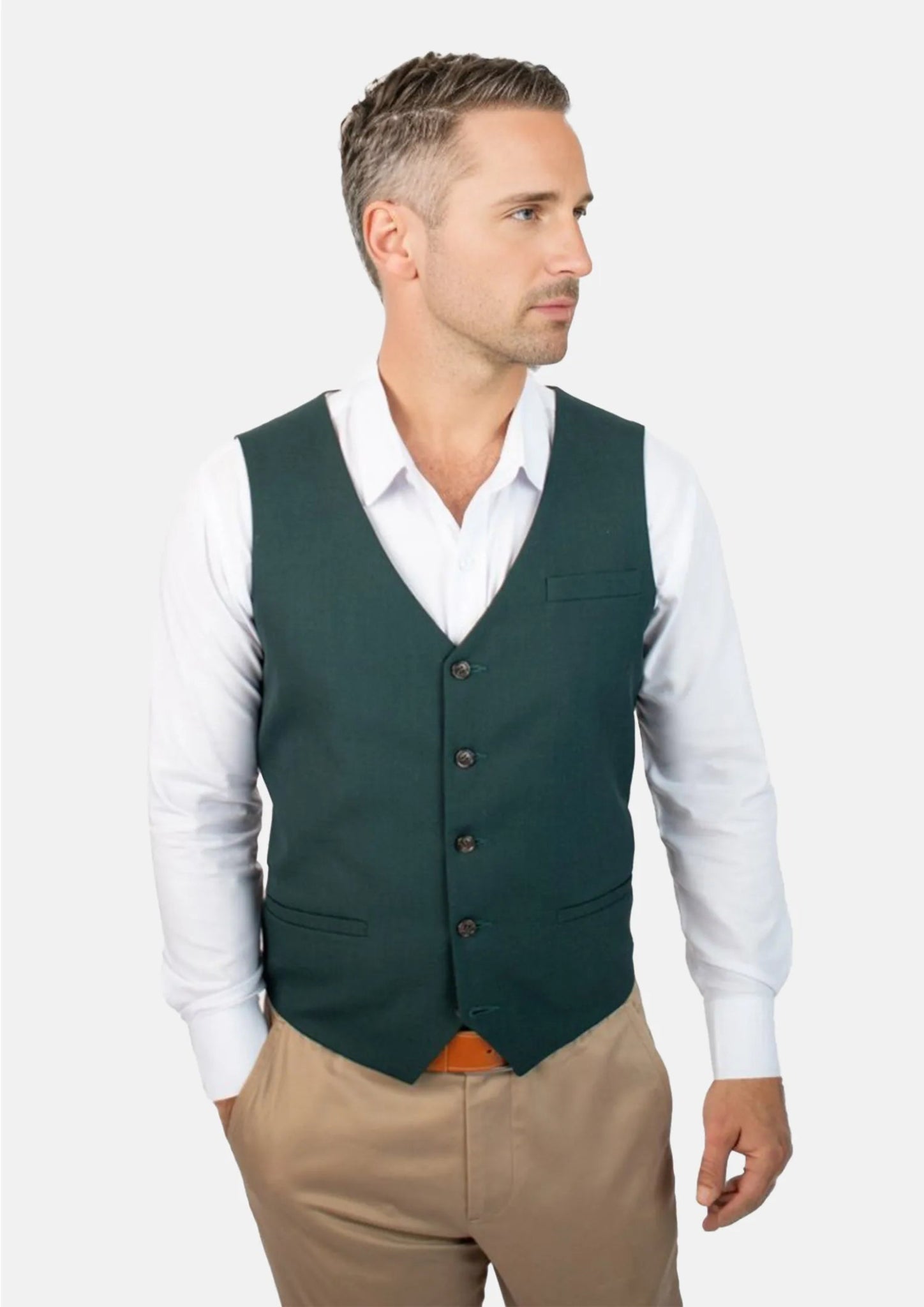 men's vest jackets for fall -Sacramento Green Sharkskin Vest