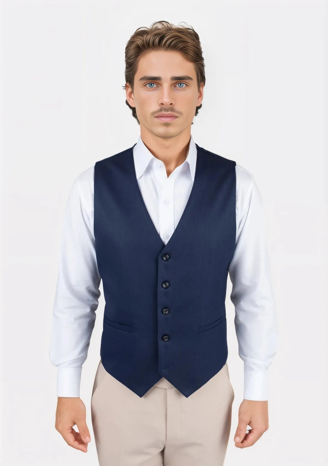 elegant vest jackets for men -Navy Twill Vest