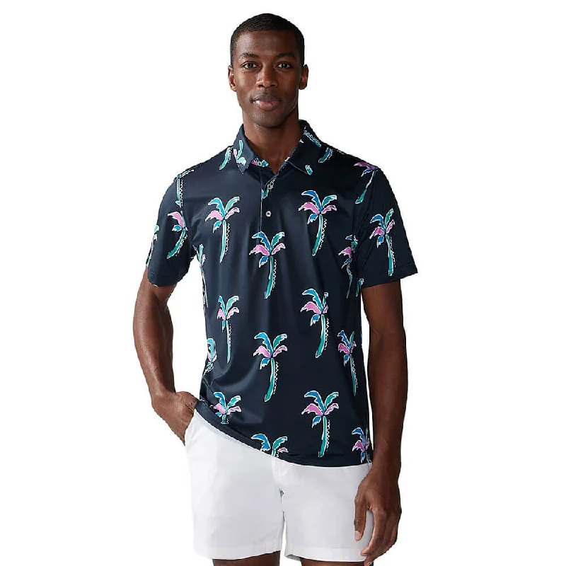 men's patterned polo shirts -Chubbies The Havana Night Performance Polo Shirt - Black - Pattern Base (Plaids)