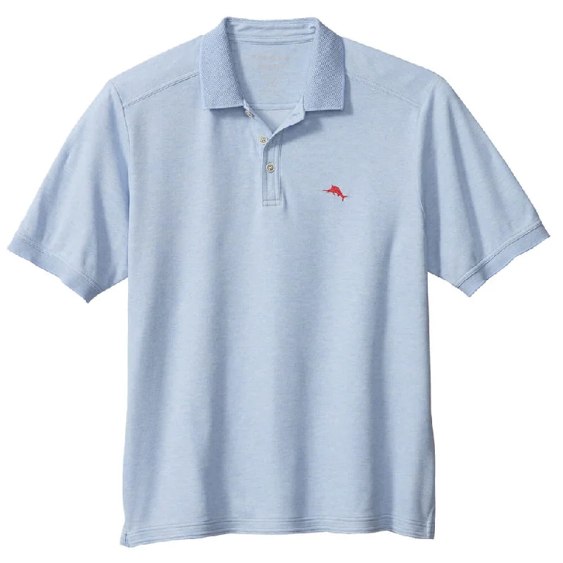 men's casual wear polo shirts -Tommy Bahama IslandZone Emfielder 2.0 Polo Shirt - Light Sky Hthr*