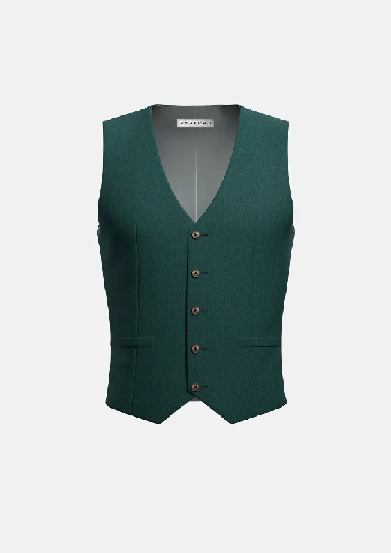 men's reversible vests -Phthalo Green Linen Vest