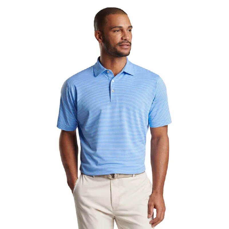 men's regular pique polo shirts -Peter Millar Men's Grace Performance Mesh Polo Shirt - Cottage Blue