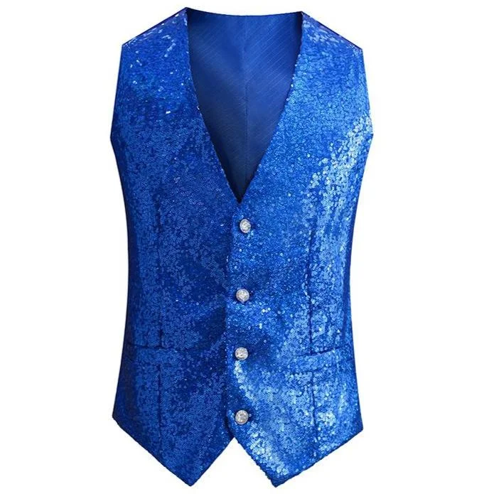 men's sleeveless waistcoats -Men's Stylish Single-Breasted Navy Vest