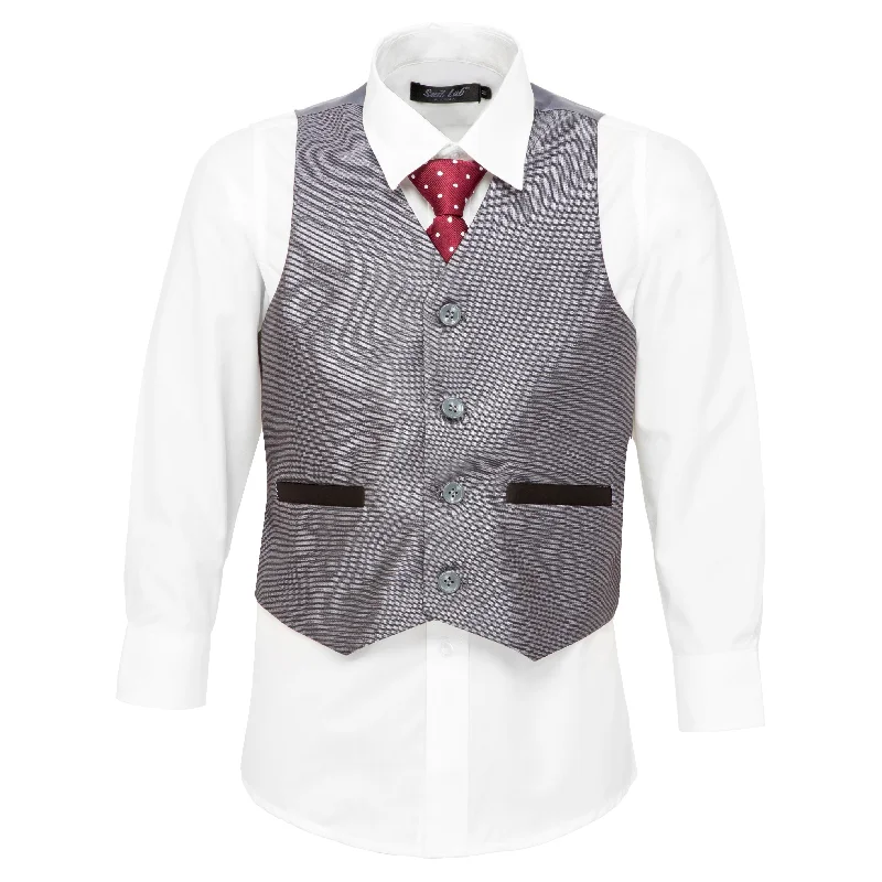 men's formal sleeveless vests -Boys Accented Grey Vest