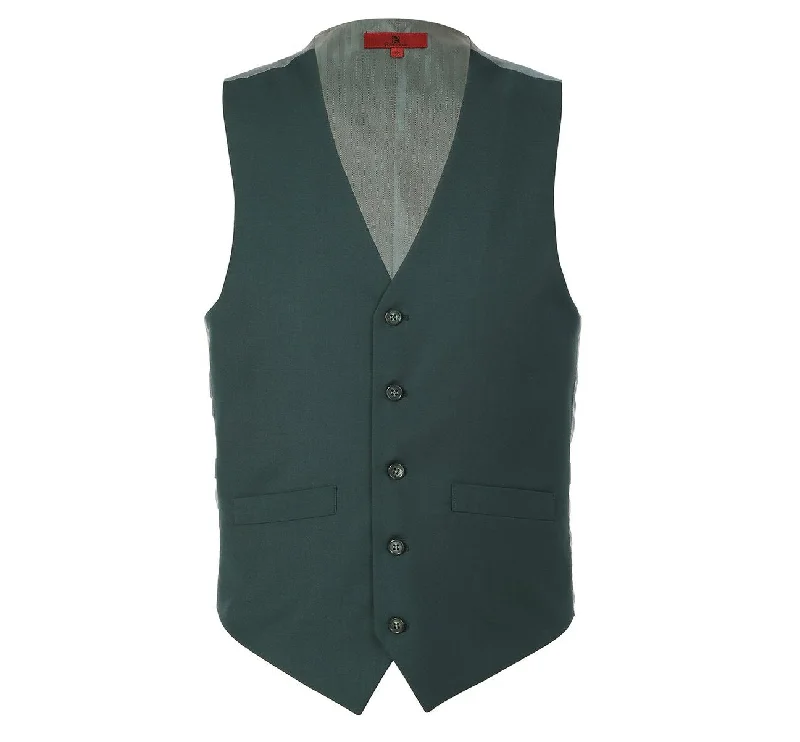 smart casual vests for men -Alessandro Vitello by Renoir Green Business Suit Vest Regular Fit Dress Suit Waistcoat 201-9