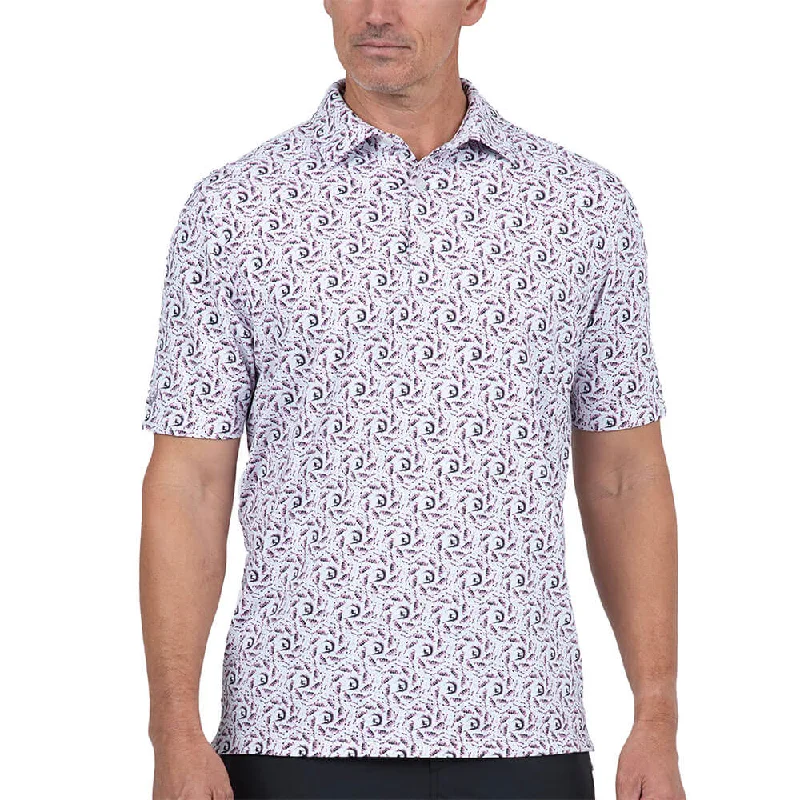 cotton polo shirts for men -IBKUL Mens Big Wave Polo Shirt - Light Pink/Charcoal/White