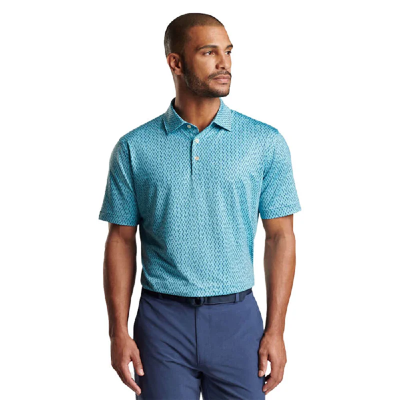 men's lightweight performance polo shirts -Peter Millar Lavender Fields Performance Jersey Polo Shirt - Cyan