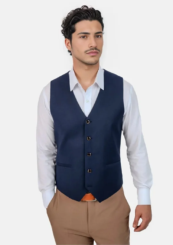 men's sleeveless waistcoats -Navy Crosshatch Vest