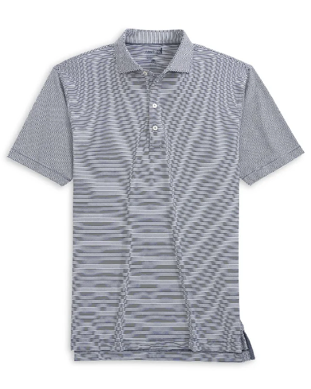 men's striped cotton polo shirts -Johnnie-O Lyndon Prep-Formance Pinestripe Polo Shirt - Navy*