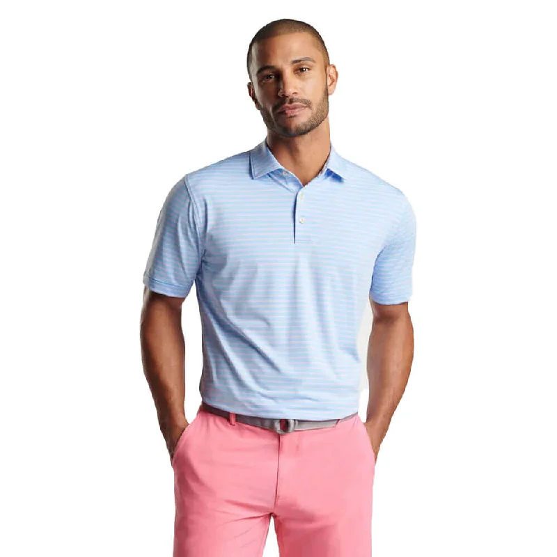 men's regular pique polo shirts -Peter Millar Drum Performance Jersey Polo Shirt - Cottage Blue