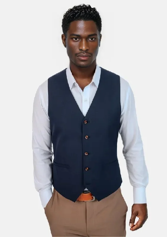 elegant waistcoats for men -Navy Sharkskin Vest